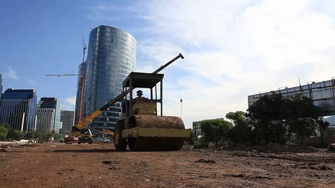 Construction workers and tower Stock Footage 77100804