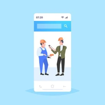 Construction workers architect and foreman discussing new building project Ilustración de archivo