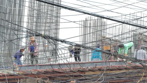 Construction workers are building residential. Stock Footage 114519132