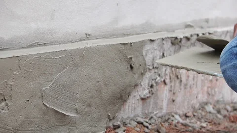 Construction workers are plastering  Stock Footage 112946984