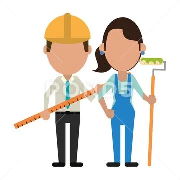 Construction workers avatars: Graphic #104193825