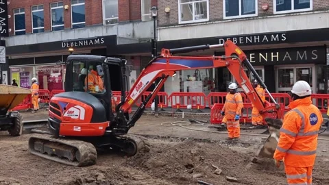 Construction workers Bedford uk Stock Footage 148174766