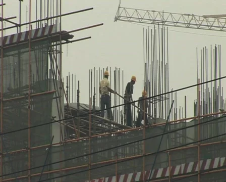 Construction workers in Beijing. Migrant workers in beijing china. Stock Footage 285227