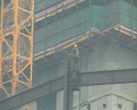 Construction workers in Beijing. Migrant workers in beijing china. Stock Footage 285236
