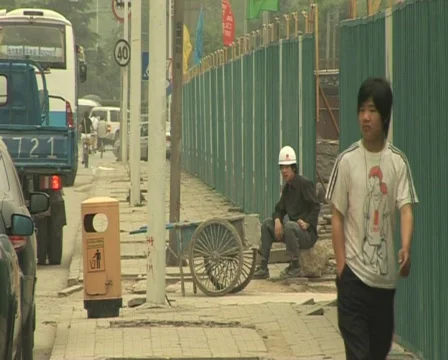 Construction workers in Beijing. Migrant workers in beijing china. Stock Footage 285271