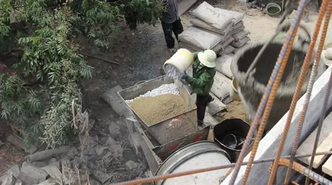 Construction workers build a building in construction Stock Footage 49699642