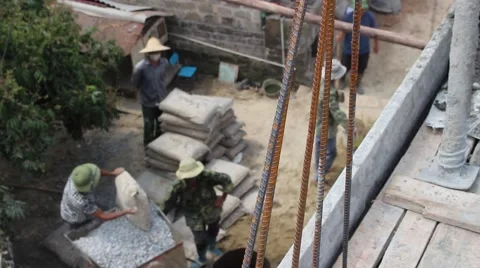 Construction workers build Stock Footage 49715987