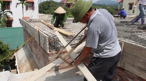 Construction workers build Stock Footage 49716184