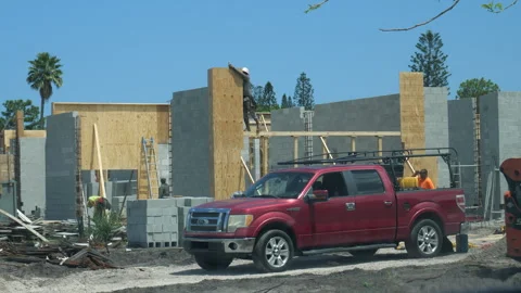 Construction Workers Build Home Video stock 333797481