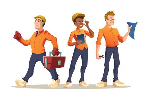 Construction workers builder, engineer or foreman Stock Illustration