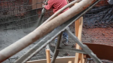 Construction Workers Building Pool With Shotcrete Gunite Stock Footage 124270167
