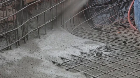 Construction Workers Building Pool With Shotcrete Gunite Stock Footage 124270217