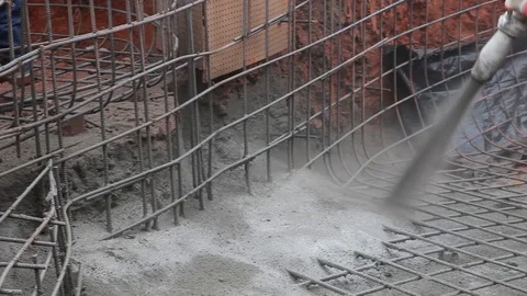 Construction Workers Building Pool With Shotcrete Gunite Stock Footage 124270225