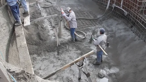 Construction Workers Building Pool With Shotcrete Gunite Stock Footage 124270252