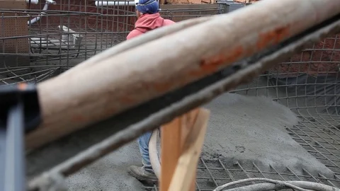 Construction Workers Building Pool With Shotcrete Gunite Stock Footage 124270262