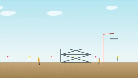 Construction Workers Building a Steel Framework Structure with a Crane Cele.. 動画素材 347351708