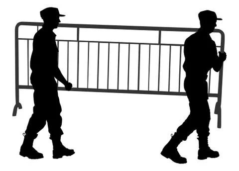 Construction workers carrying building material on hands vector silhouette Illustrazione stock