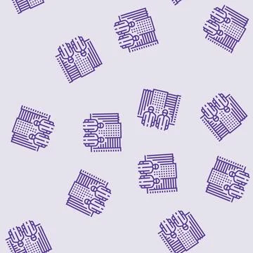 Construction workers city line seamless pattern Illustrazione stock