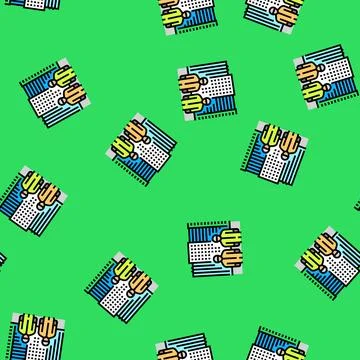 Construction workers city vector seamless pattern Stock Illustration