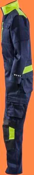 Construction  workers clothes for safety isolated on orange background with clip Stock Photos