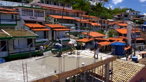 Construction workers concreting the floor. Stock Footage 149765974