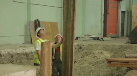 Construction Workers On Construction Site 2 Stock Footage 46594785
