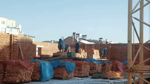 Construction workers on construction site Stock Footage 102217641