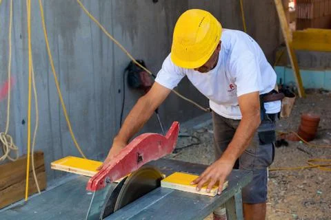 Construction workers at a construction site Stock Photos