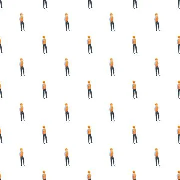 Construction workers creating a seamless flat design pattern Illustrazione stock