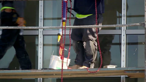 Construction workers at development site Stock Footage 33895429