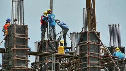 Construction Workers doing their hard job Stock Footage 247492278