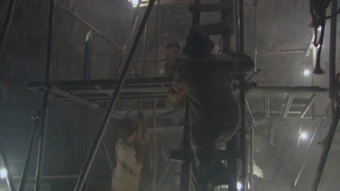 Construction workers drilling Hoover Dam, 1930s - Reenactment Stock Footage 202891021