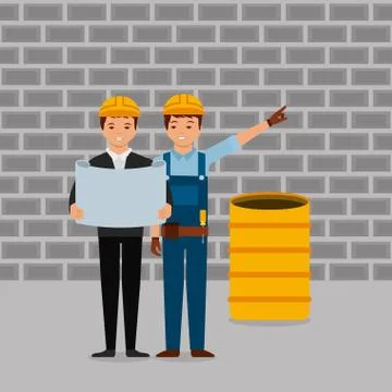 Construction workers engineer foreman Stock Illustration