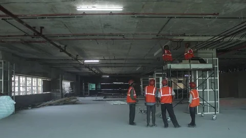 Construction Workers Fixing Metal Frames - Timelapse Stock Footage 72532801