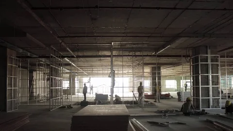 Construction Workers Fixing Metal Frames - Timelapse Stockbeeldmateriaal 72532827