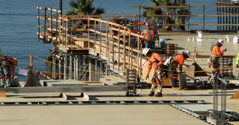Construction Workers Stock Footage 129863125