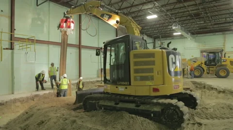 Construction Workers Guiding Steel Beam On Construction Site 6 Stock Footage 46594346