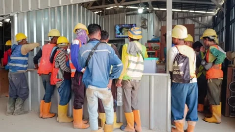 Construction workers having lunch Stock Footage 282241985