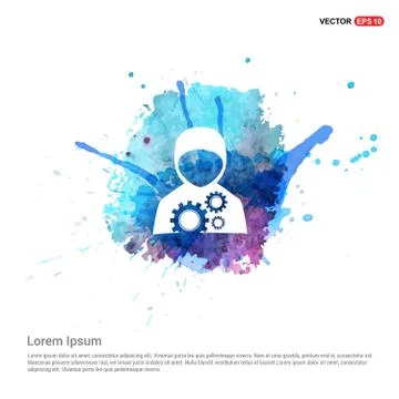 Construction Workers Icon - Watercolor Background Stock Illustration