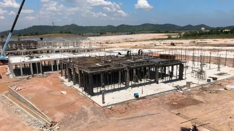 Construction Workers Installing Formwork On Vast Two Storey Terrace House Site Stock Footage 344557103