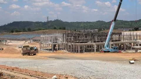 Construction Workers Installing Formwork On Vast Two Storey Terrace House Site Stock Footage 344557508