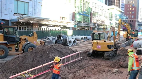 Construction workers ladder Stock Footage 219888698