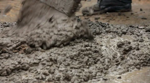 Construction Workers Mixing Concrete Stock Footage 63240099