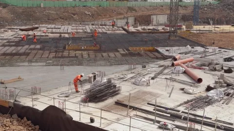 Construction workers at new hotel complex in Corralejo La Oliva Fuerteventura Stock Footage 308941777