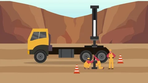 Construction Workers Operating Heavy Equipment in Desert Environment cartoo.. 動画素材 302529100