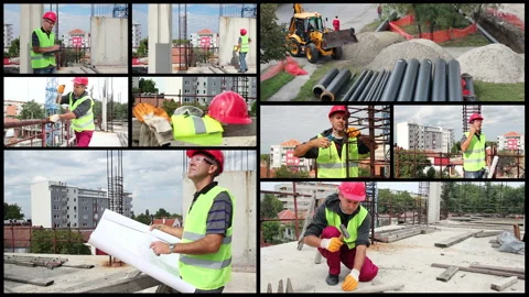 Construction Workers or Engineers Split Screen Stock Footage 150631862