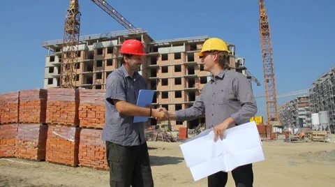 Construction workers, partnership Stock Footage 8837253