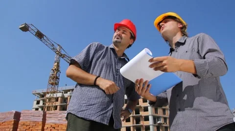 Construction workers, partnership Stock Footage 8838569