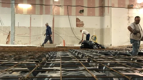 Construction workers on prefabricated structures Stock Footage 89914535