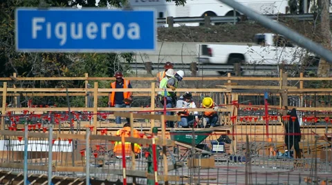 Construction workers prepare ground zero for the next stage of development Stock Footage 34375816